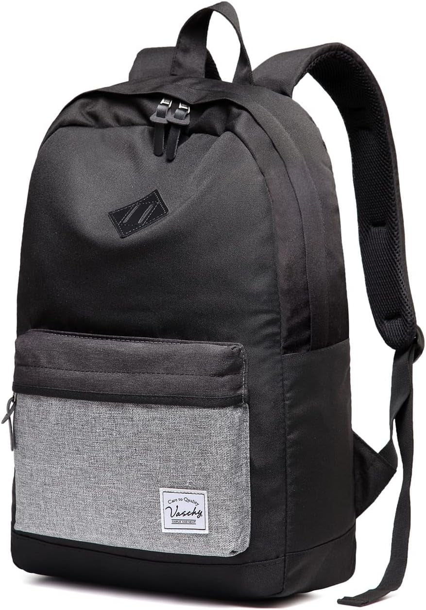 Backpack for Men, Water-Resistant School Backpack Bookbag Schoolbag Teens Casual Daypack Work Black