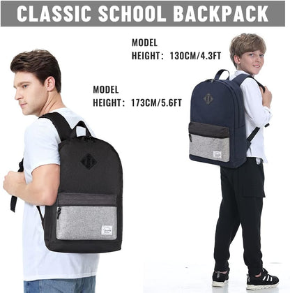 Backpack for Men, Water-Resistant School Backpack Bookbag Schoolbag Teens Casual Daypack Work Black