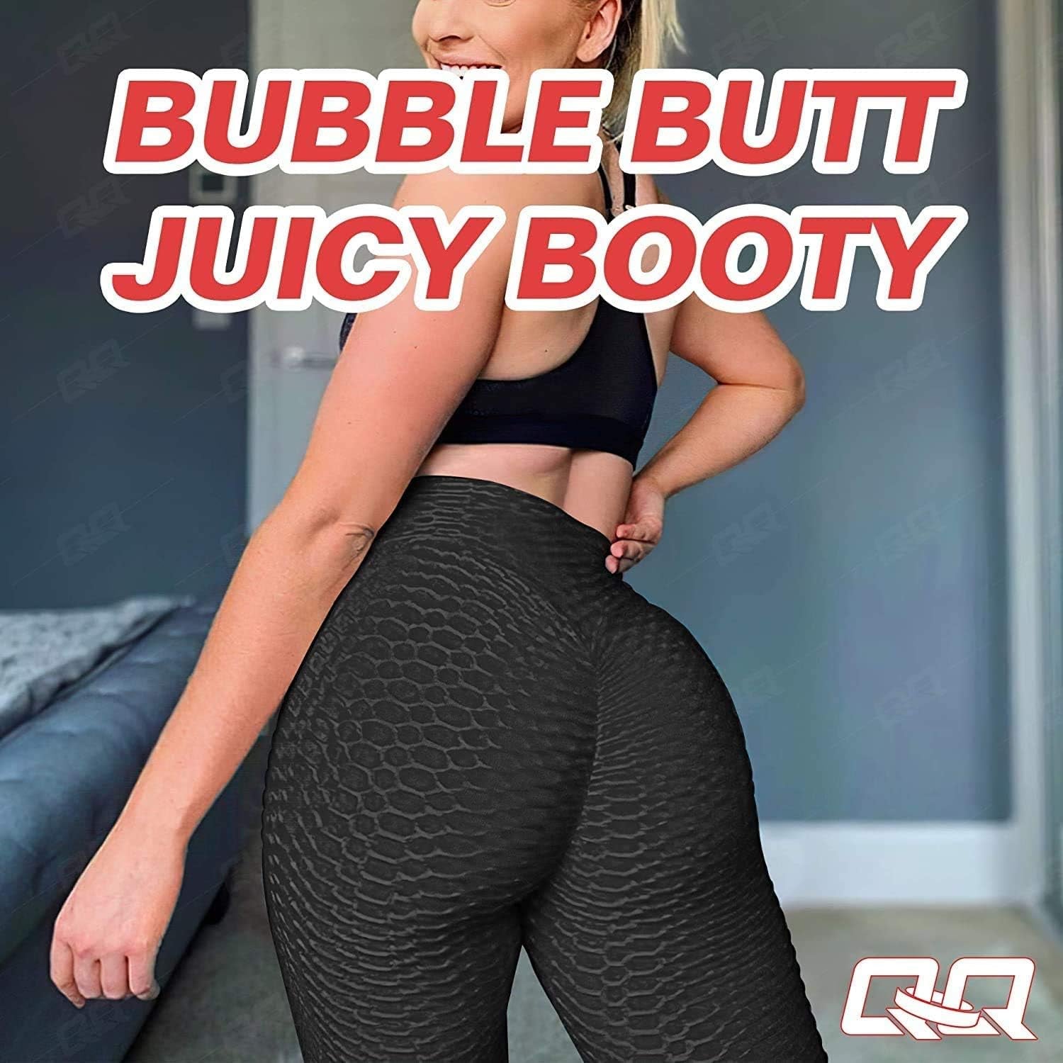 Women'S High Waist Yoga Pants Tummy Control Slimming Textured Booty Leggings Running Workout Ruched Butt Lift Pants