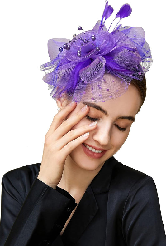 Fascinator Hats for Women Tea Party Hat Kentucky Fascinators Headband Derby Hats Wedding Flower Feathers Hair Clip