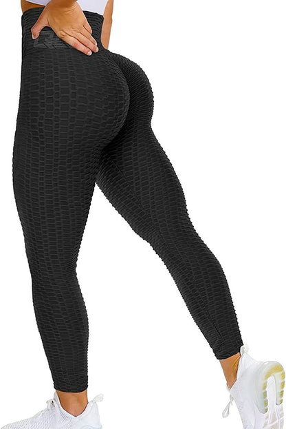 Women'S High Waist Yoga Pants Tummy Control Slimming Textured Booty Leggings Running Workout Ruched Butt Lift Pants